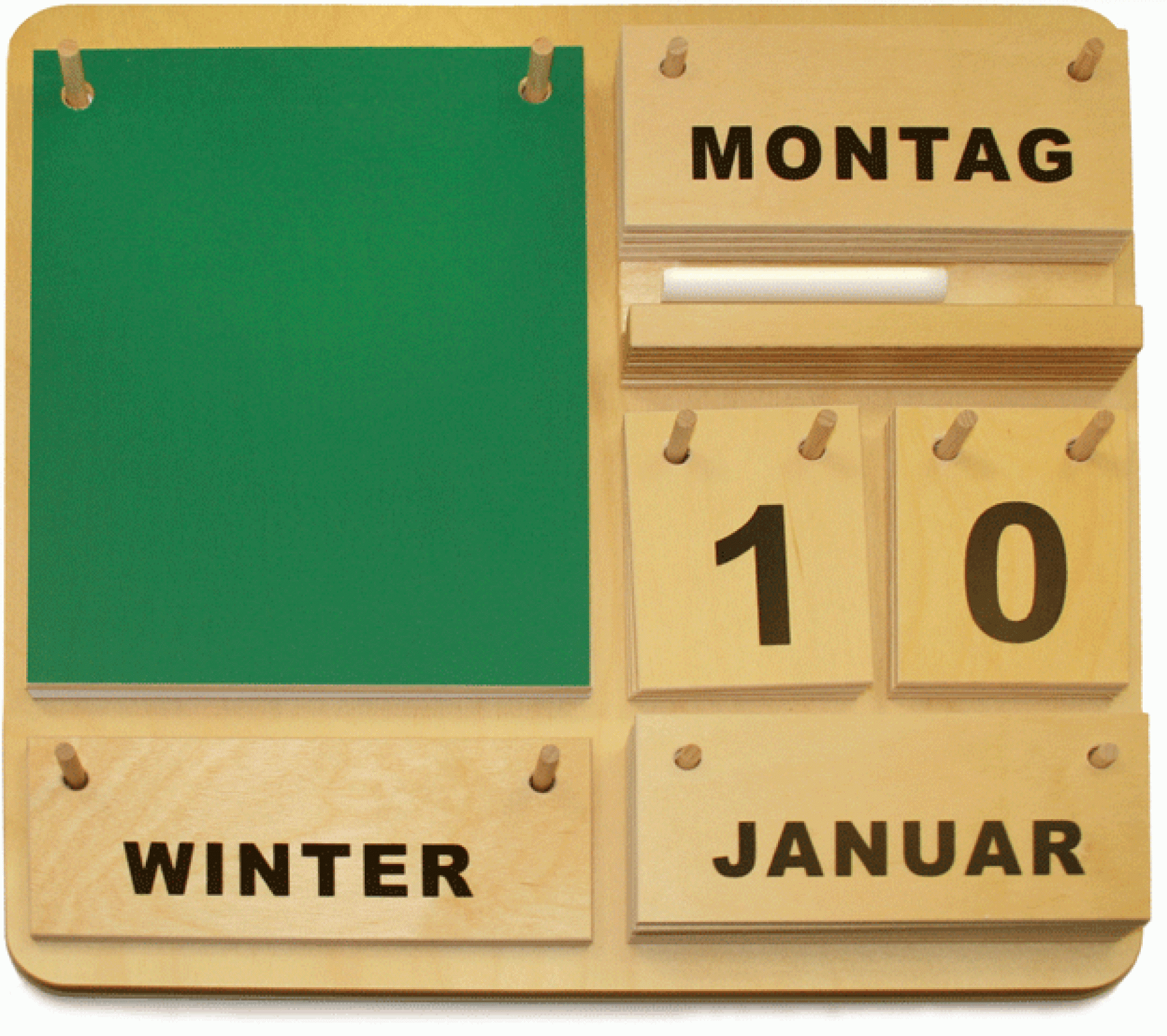 "Creativ D" WANDKALENDER, TERMINPLANER, MEMO und DAUERKALENDER aus HOLZ mit Block, Tafel 